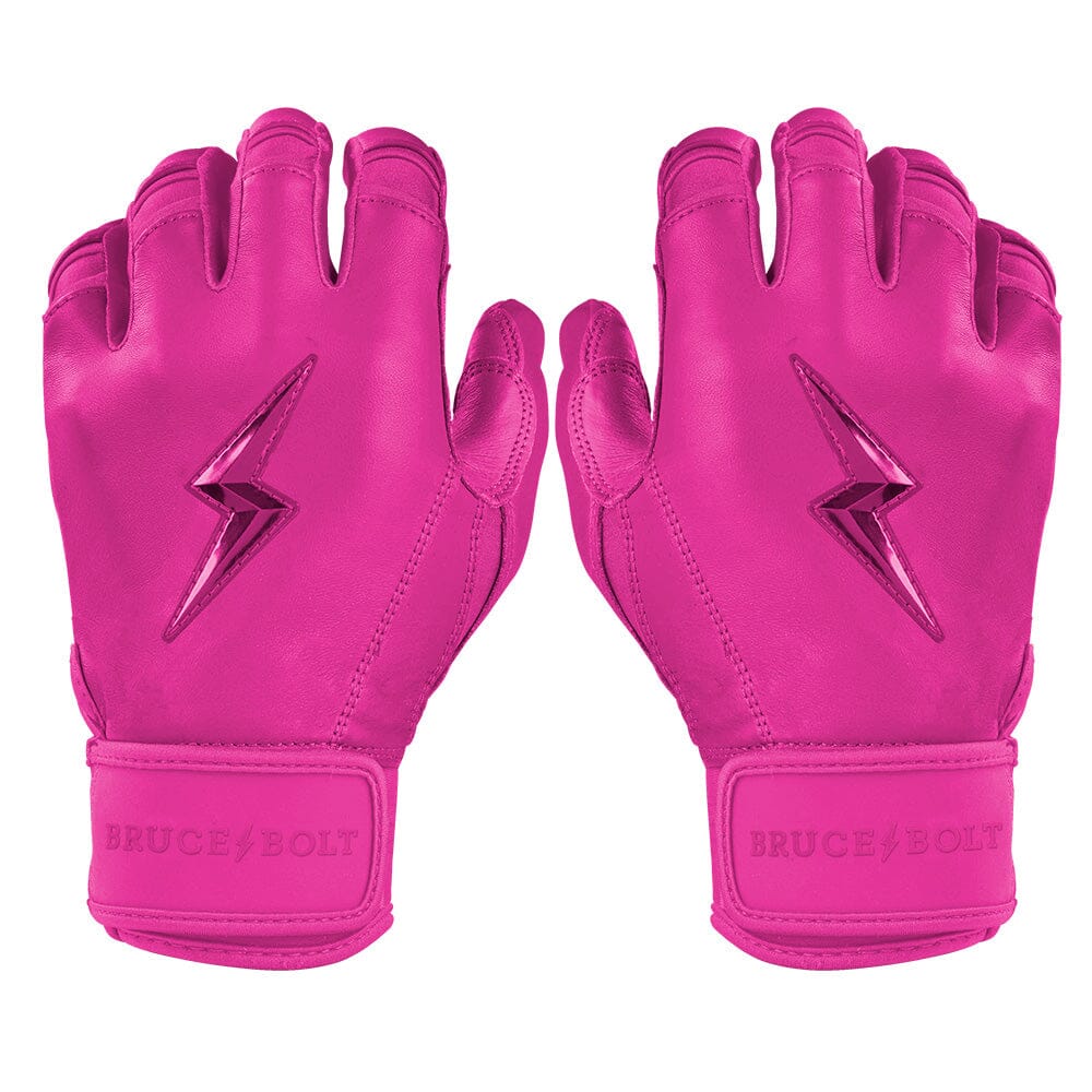 Bruce Bolt Max Clark signature short cuff youth batting gloves pink, pair