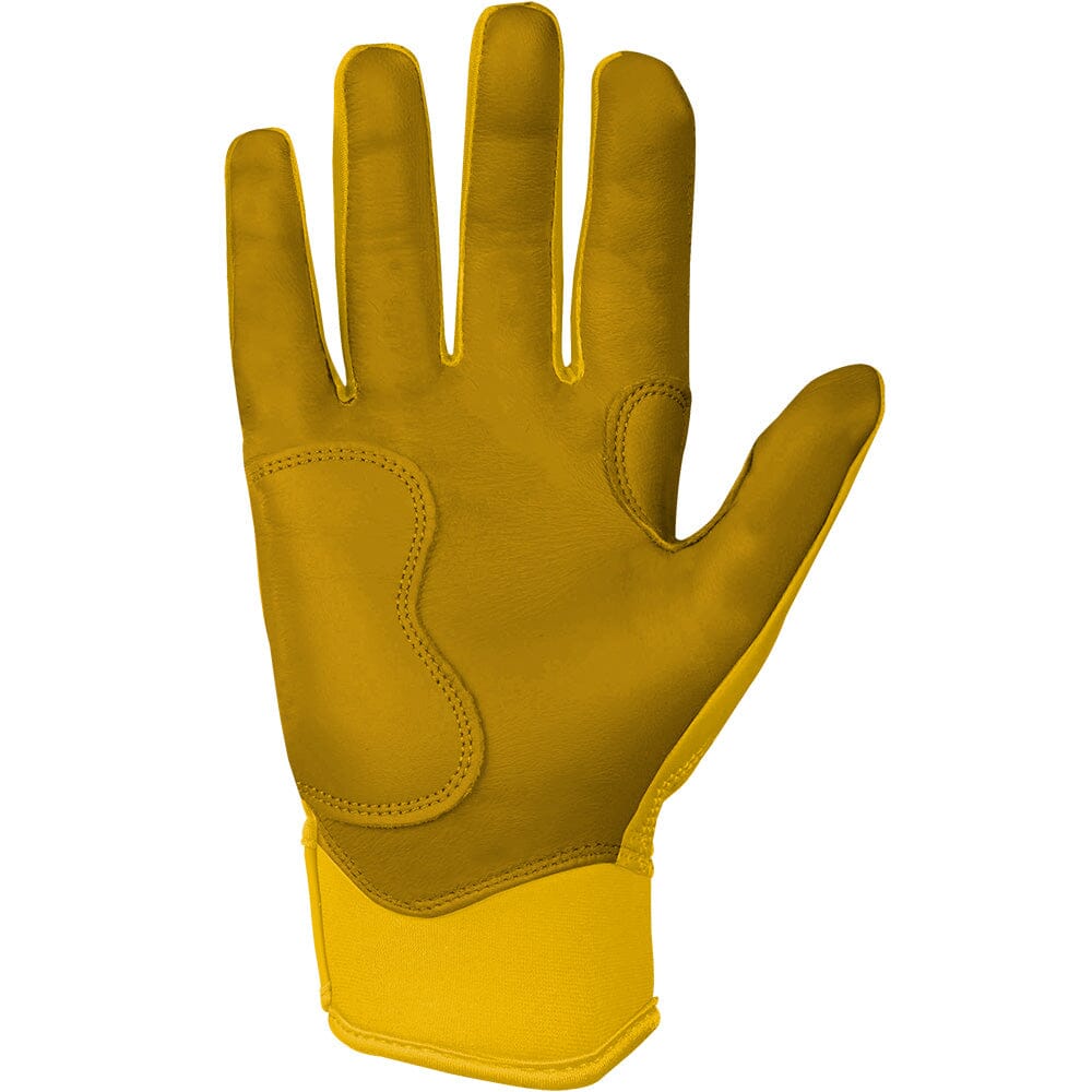 Bruce Bolt Premium Pro Short Cuff Batting Gloves - Yellow showing double reinforced palm.