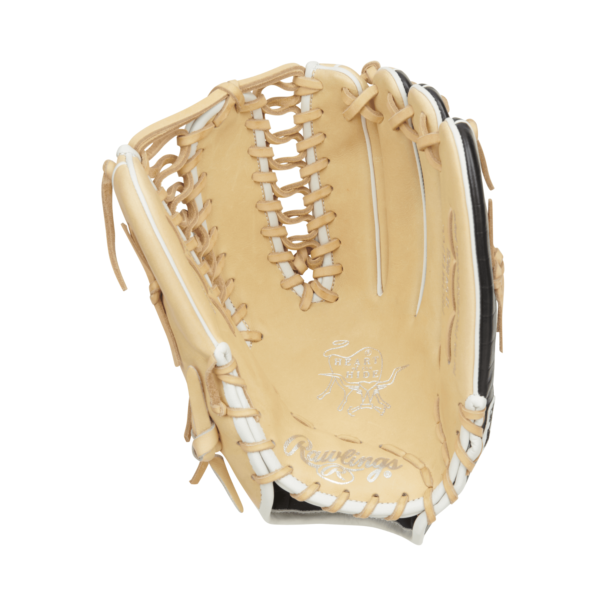 Rawlings Heart of the Hide Color Sync 8.0 Limited Edition 12.75" RHT baseball glove with tan leather and black accents.