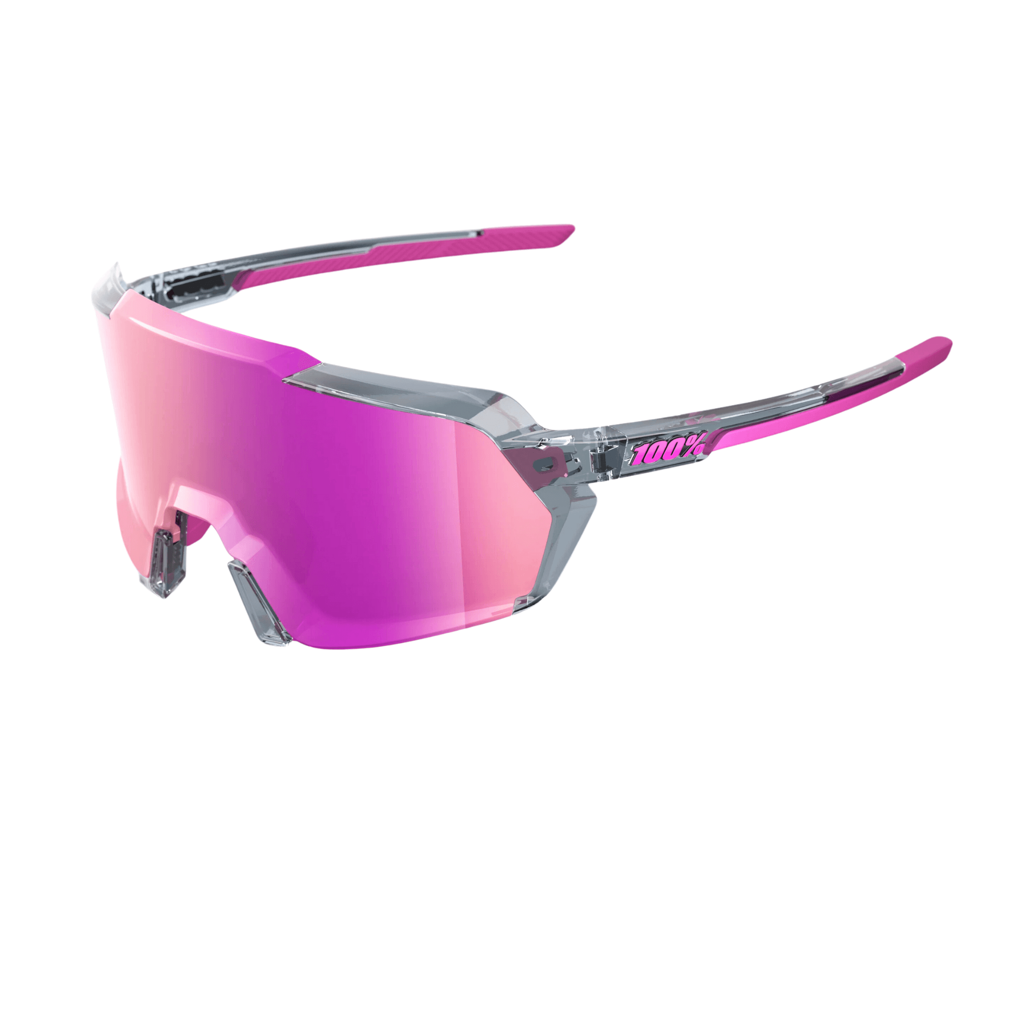 100% Korbin polished translucent grey-purple multilayer mirror lens eyewear with futuristic design and optical clarity.