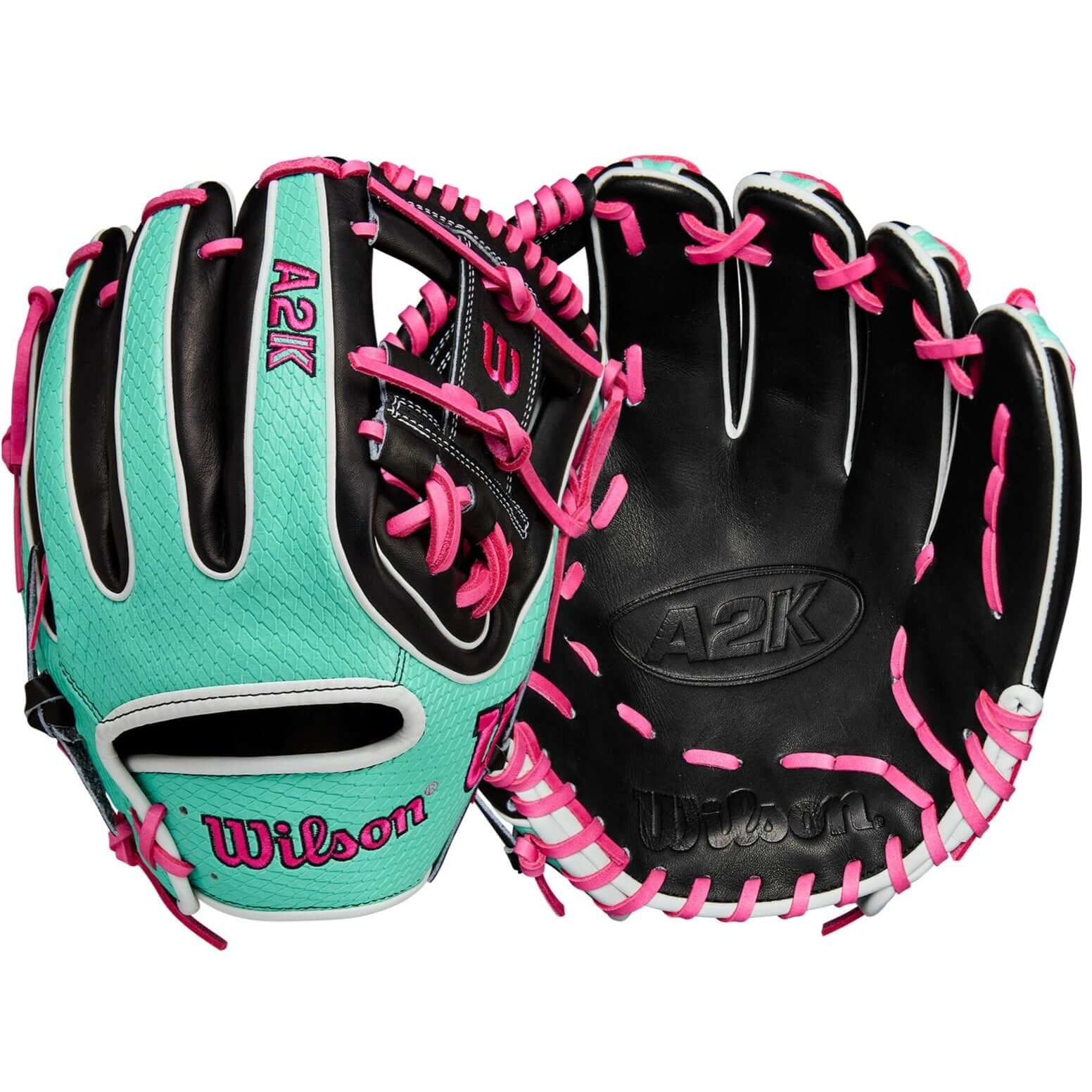 Wilson Summer 2025 A2K 1720SS Infield Baseball Glove in Black/Seafoam/Flamingo, 11.5" for premium performance.