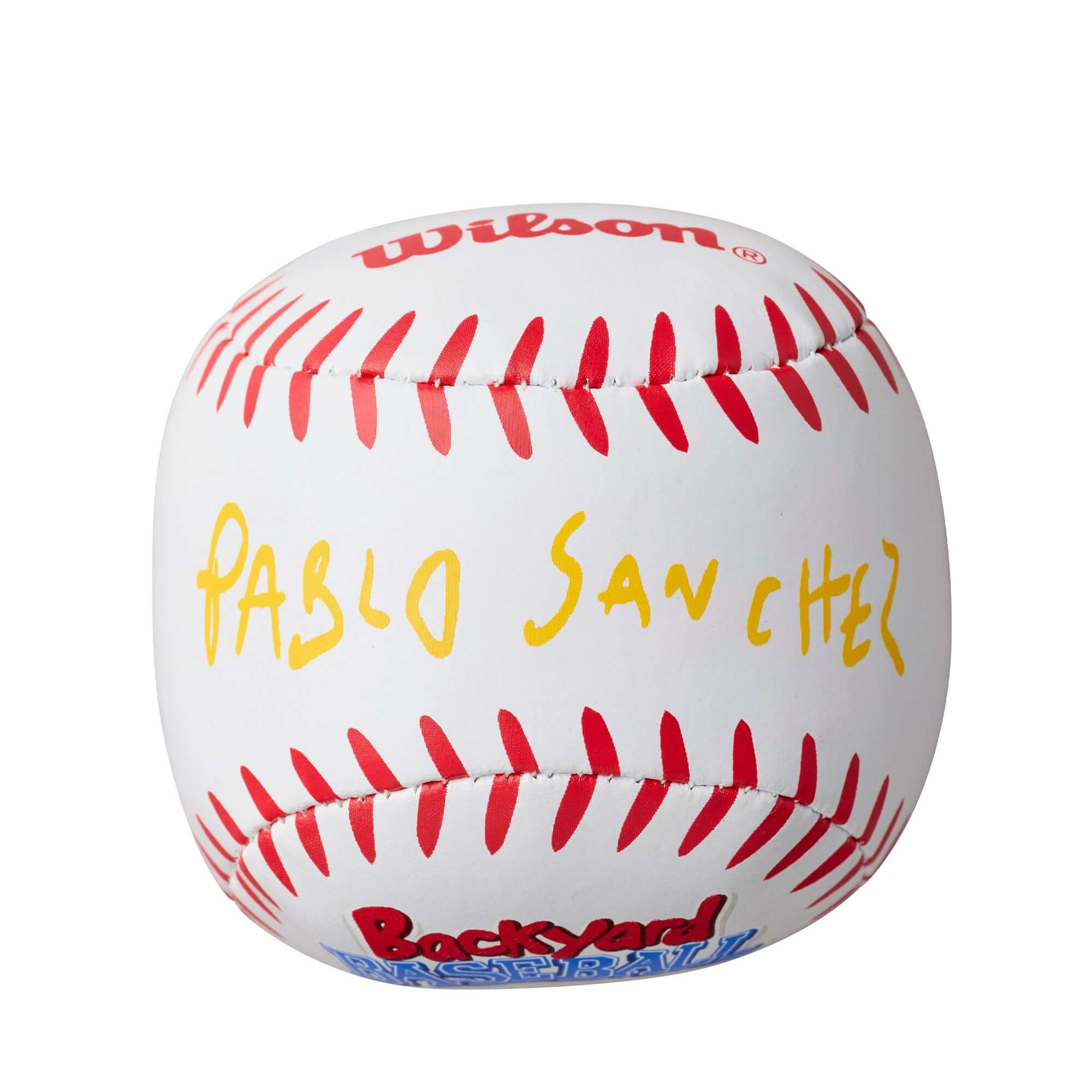 Wilson Backyard baseball featuring 'Pablo Sanchez' signature, perfect for casual play and fan collectibles.