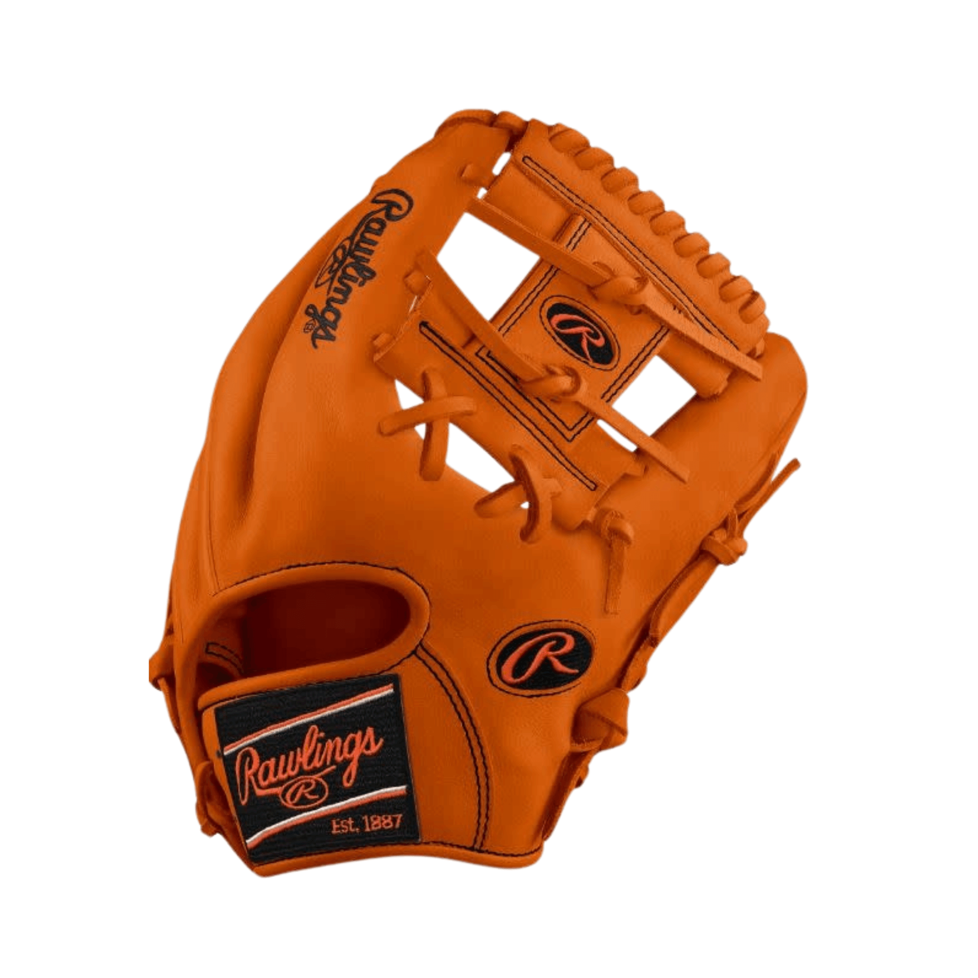 Rawlings Heart of the Hide Custom Pro204 11.5 Glove, Orange/Black, Leather, Large Pocket, Infield Glove