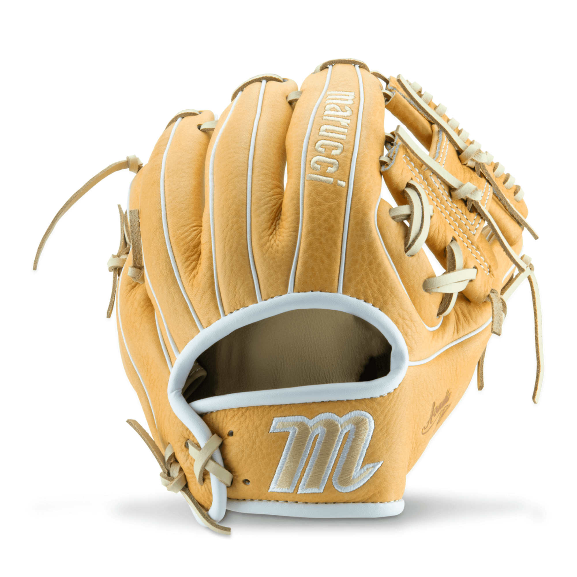 Marucci Acadia M Type V2 11.25" I Web RHT glove showcasing full-grain cowhide leather and professional-grade laces.