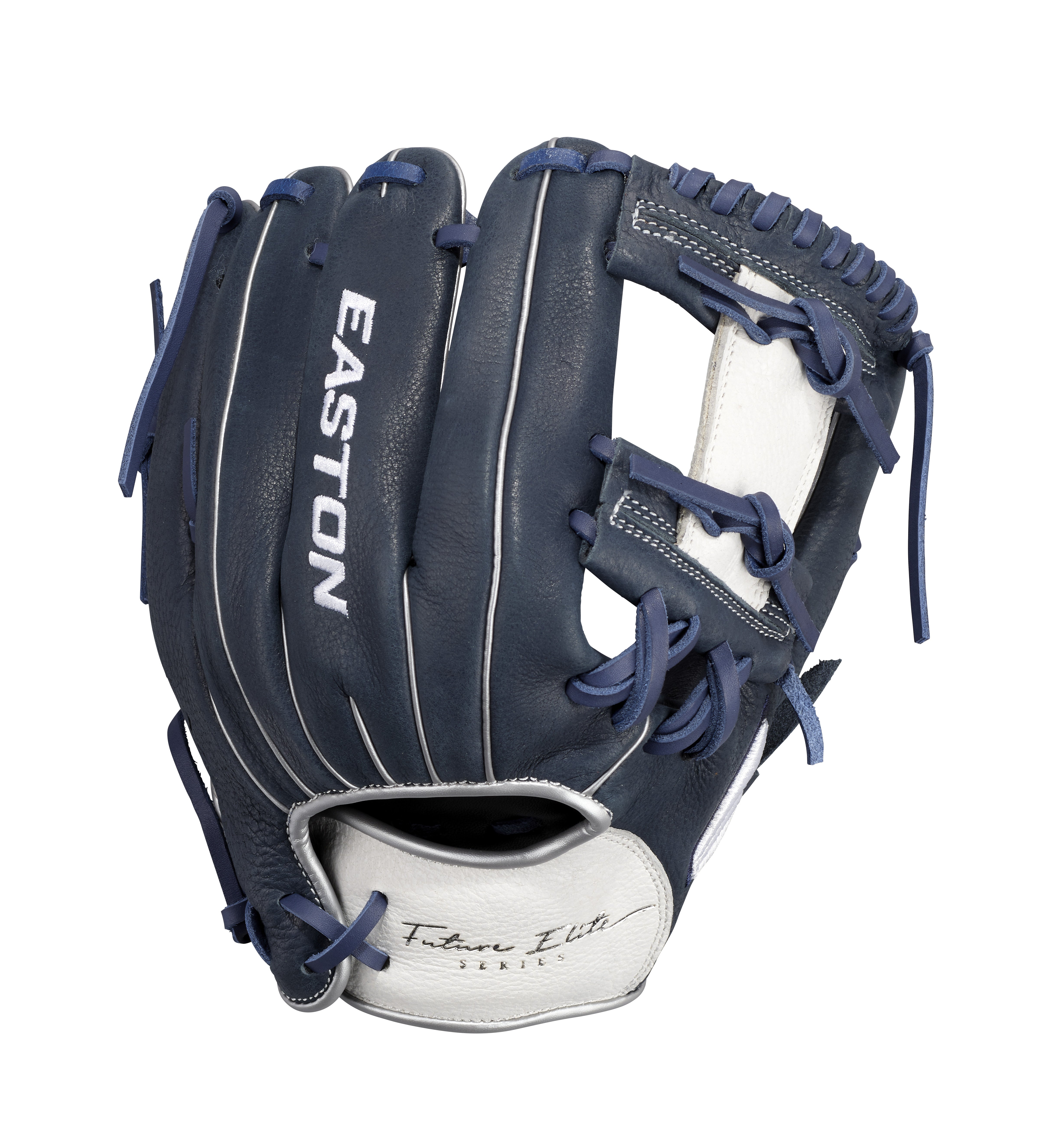 Easton Future Elite 11-Inch Youth Baseball Glove back view showing the conventional back and adjustable Ideal Fit System