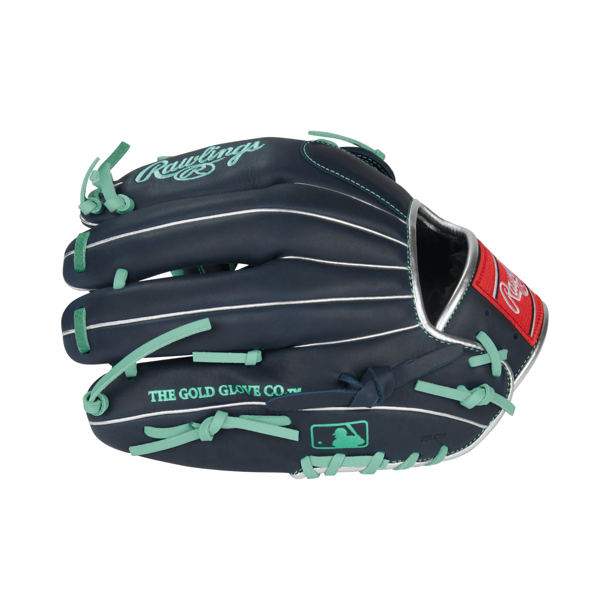 Finger stalls of Rawlings R9 Series 11.75" Infield Baseball Glove Navy/Mint with padded fingerback liners.