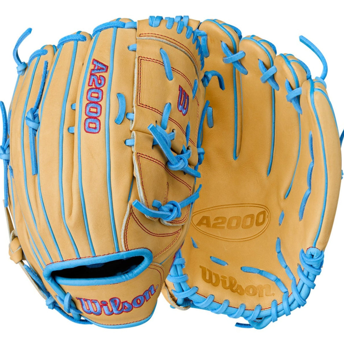 Wilson Summer 2025 A2000 B125 Pitcher's Baseball Glove Blonde/Sky Blue/Red 12.5" LHT