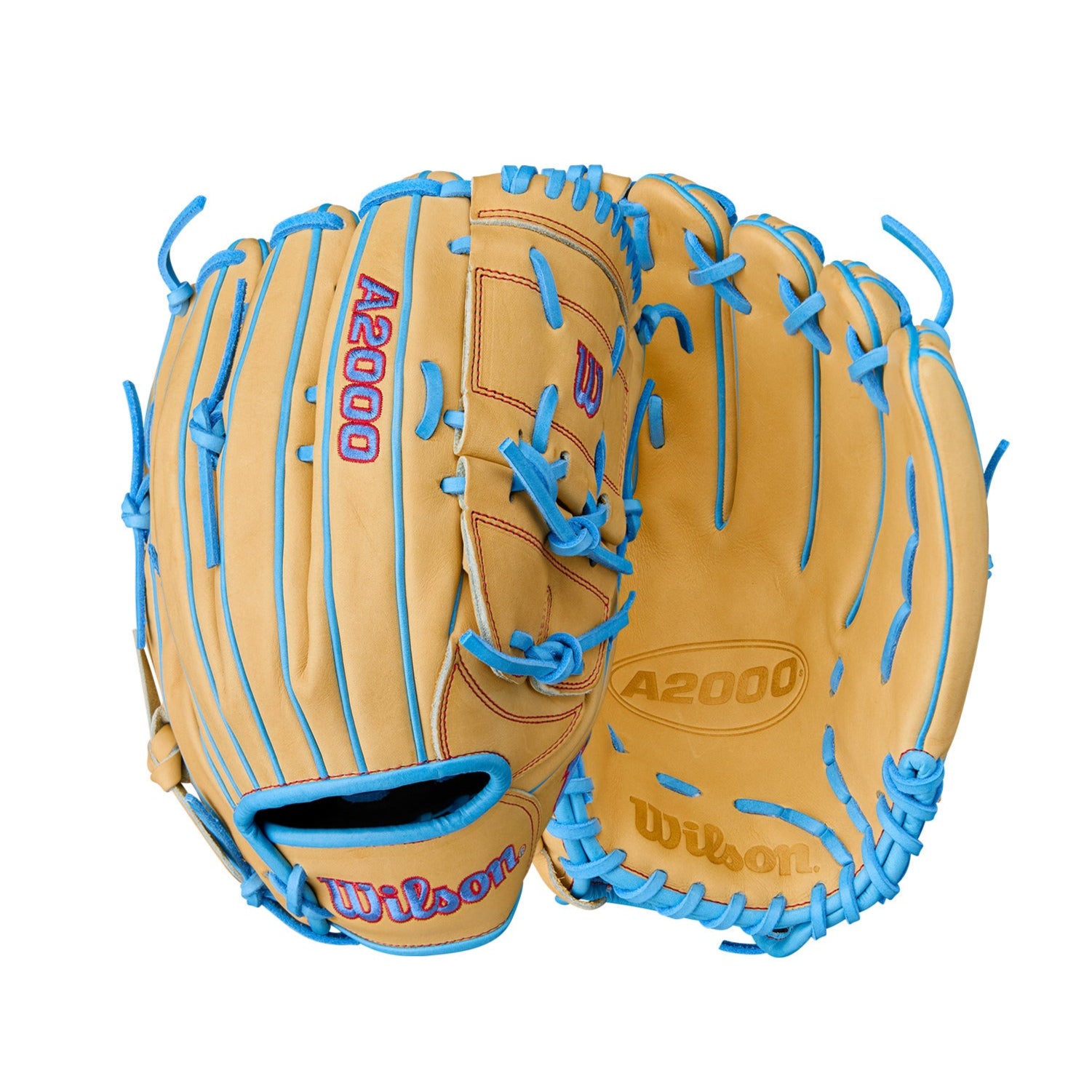 Wilson Summer 2025 A2000 B125 Pitcher's Baseball Glove Blonde/Sky Blue/Red 12.5" LHT