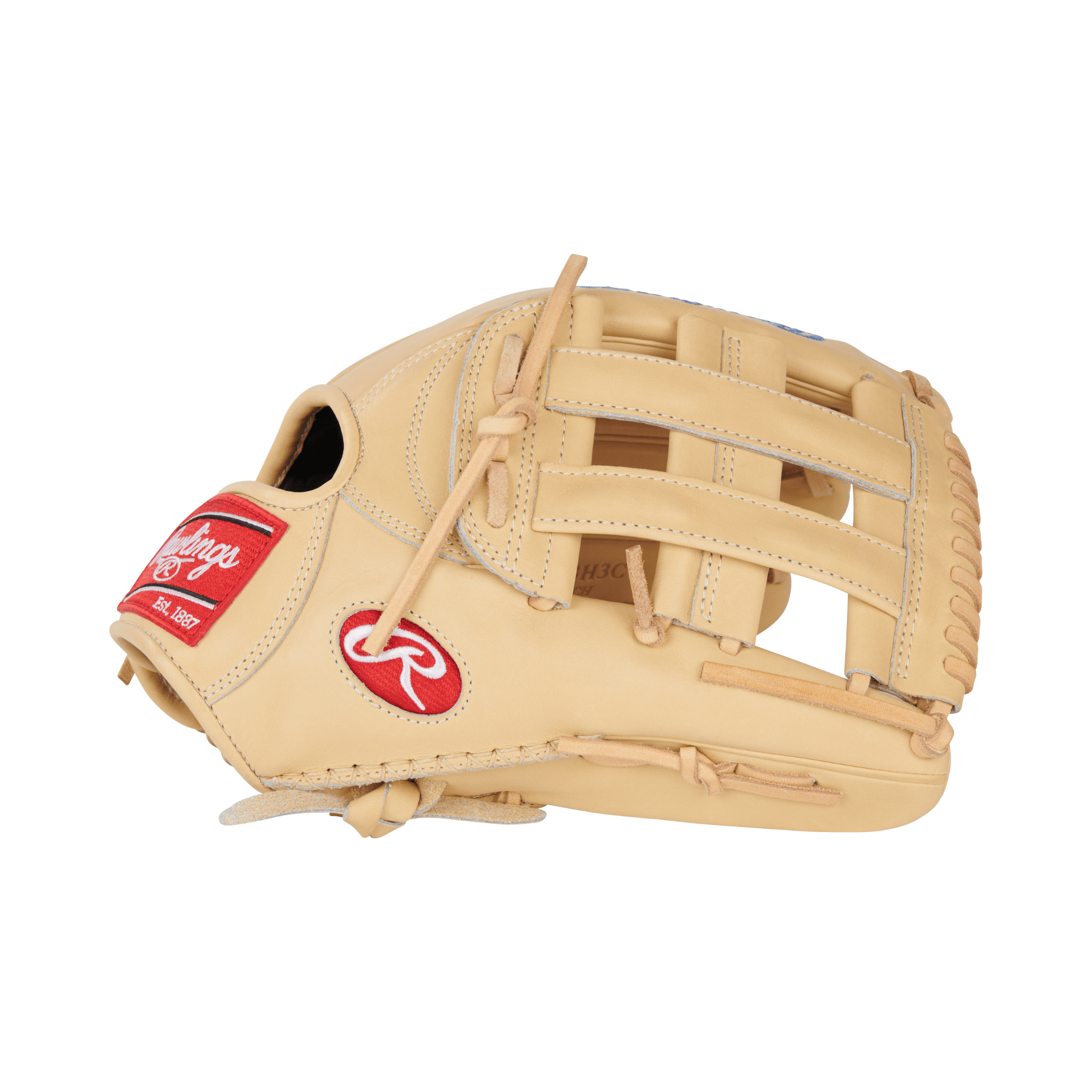 Rawlings Heart of the Hide Bryce Harper 13" outfield glove in natural leather, featuring Pro-H web design and classic red logo.