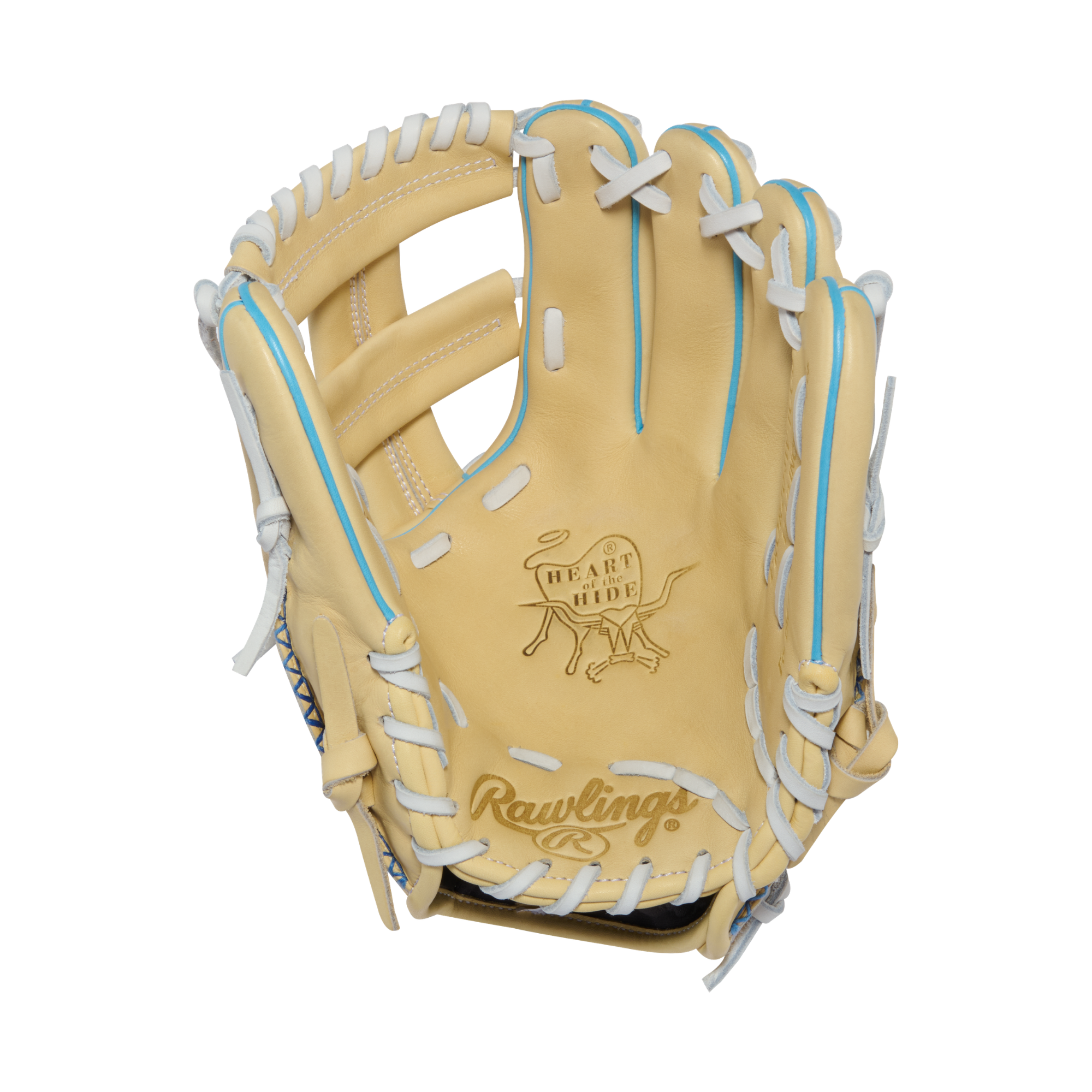 Rawlings PROR204W-1CCB Baseball Glove palm view with Single Post web and deep infield pocket