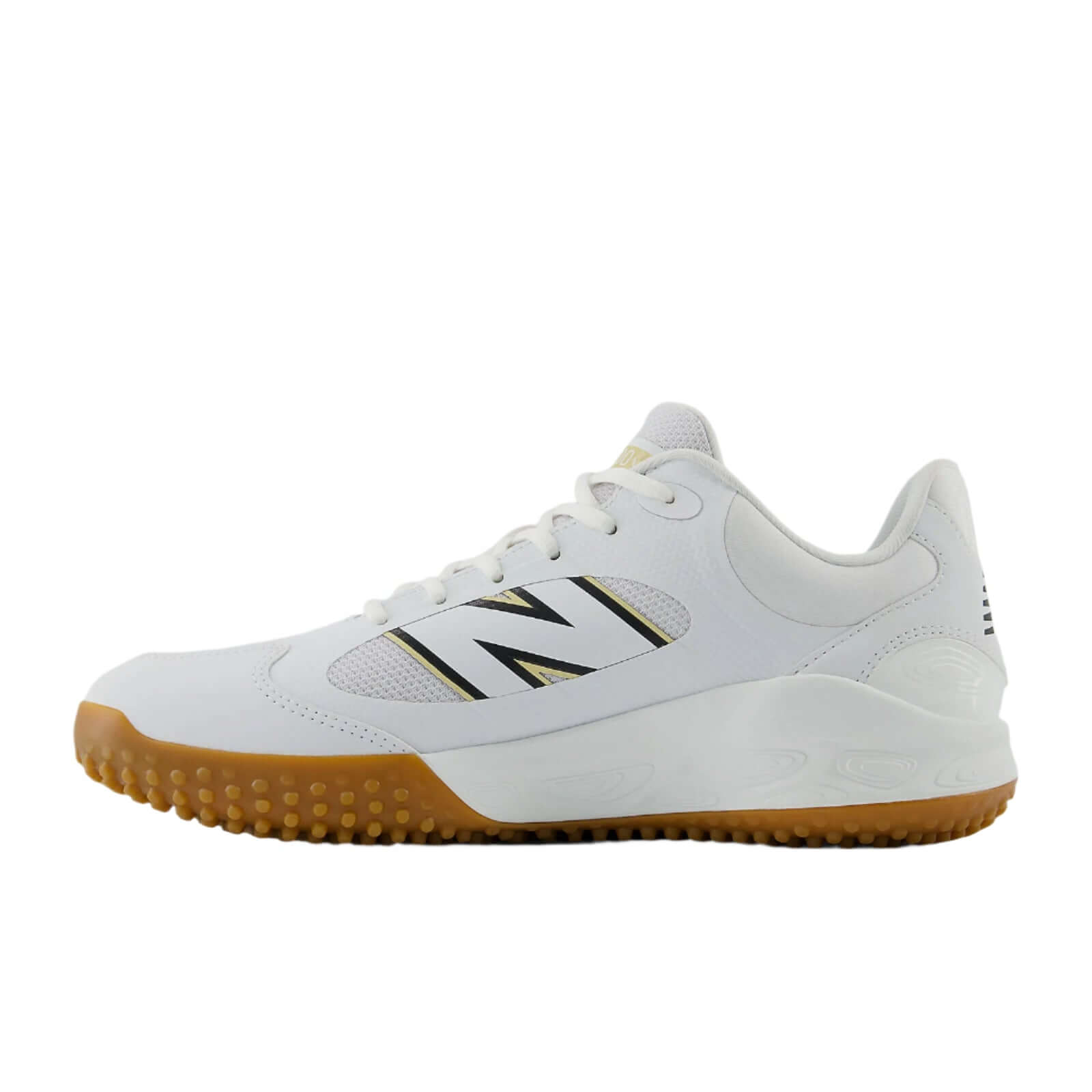 Side view illustrating synthetic overlays and TPU heel clip for enhanced comfort.