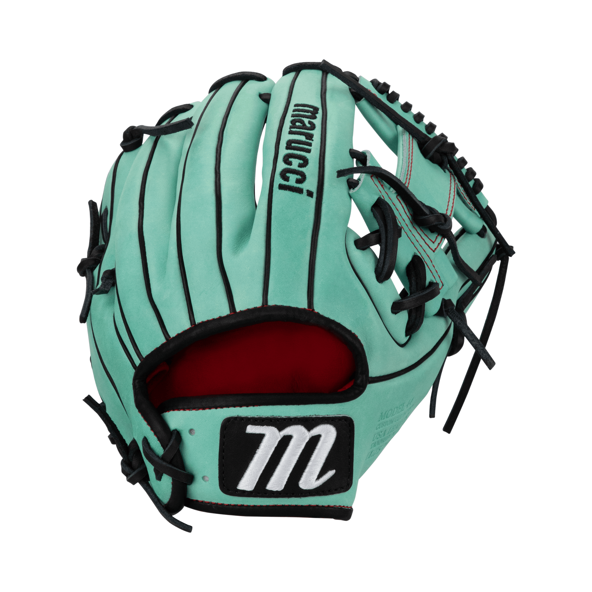 Marucci Capitol M Type 44A2 11.75" I Web glove in mint and black, featuring premium Japanese-tanned leather and enhanced comfort.