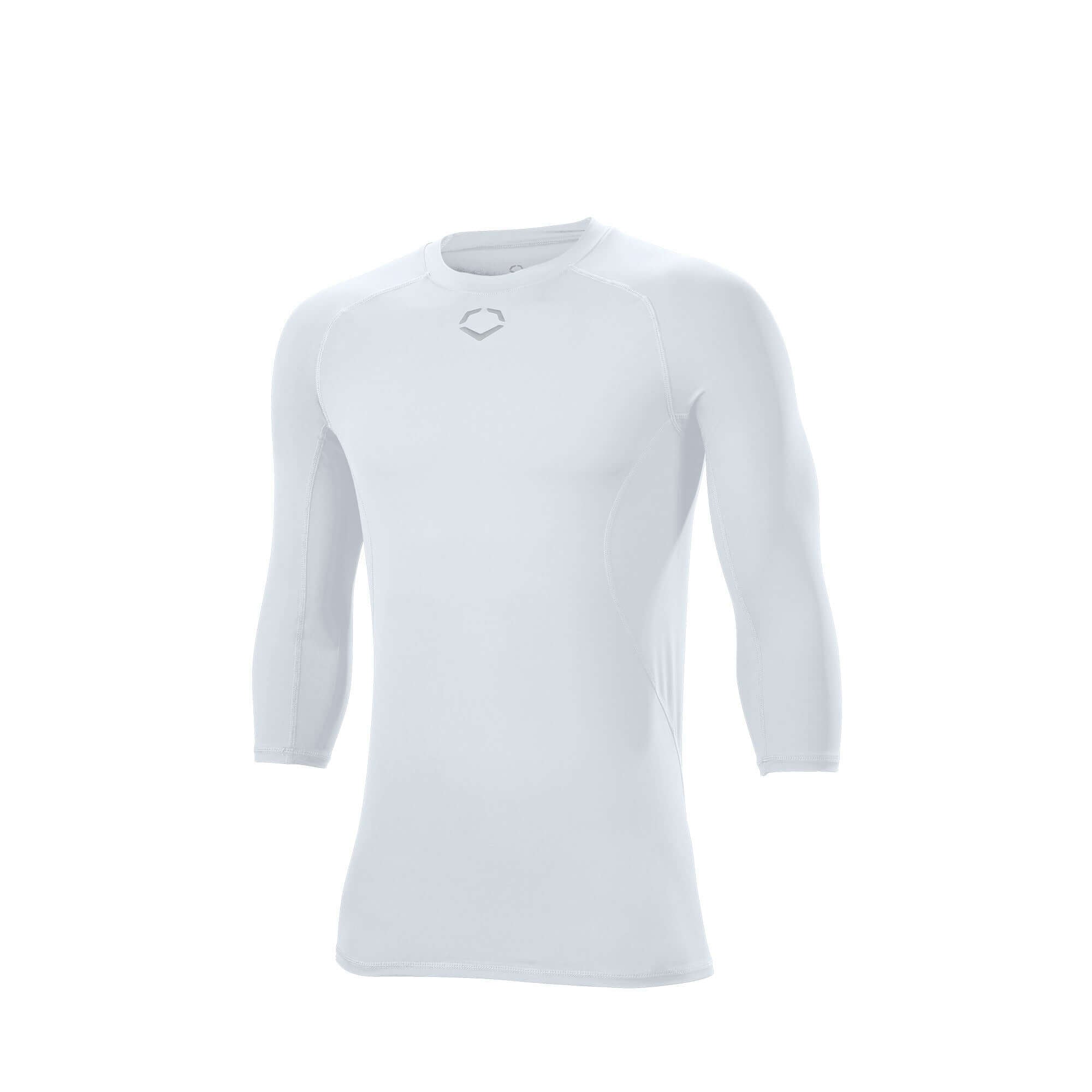 Evoshield Men's Cooling Mid Sleeve Tee in Team White, moisture-wicking and UPF 50+ sun protection for athletes.