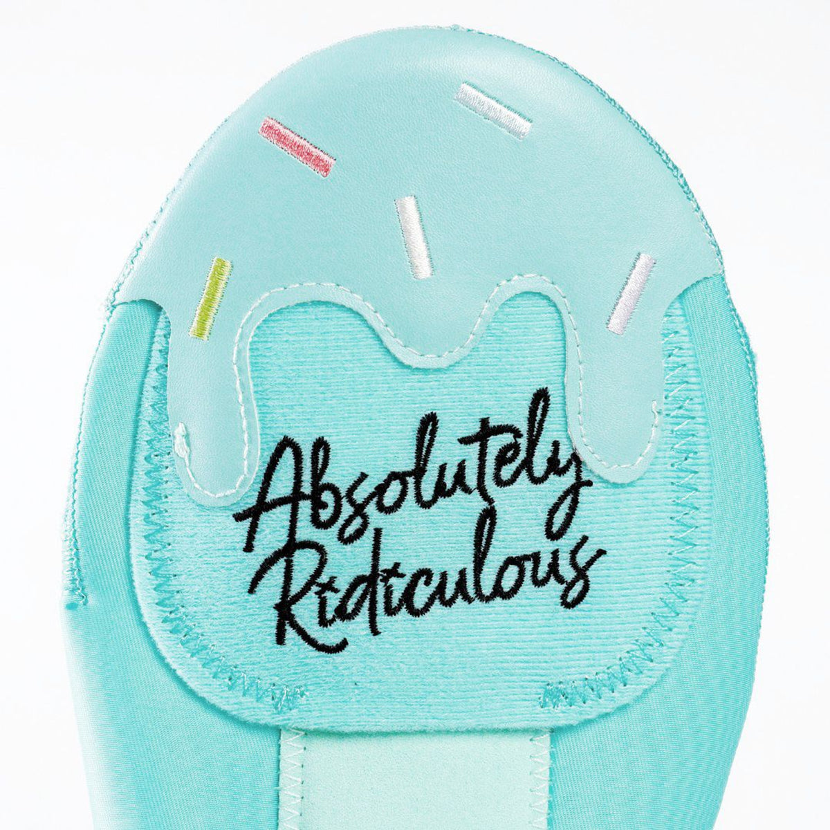 Absolutely Ridiculous Mint Dipped sliding mitt, front detail