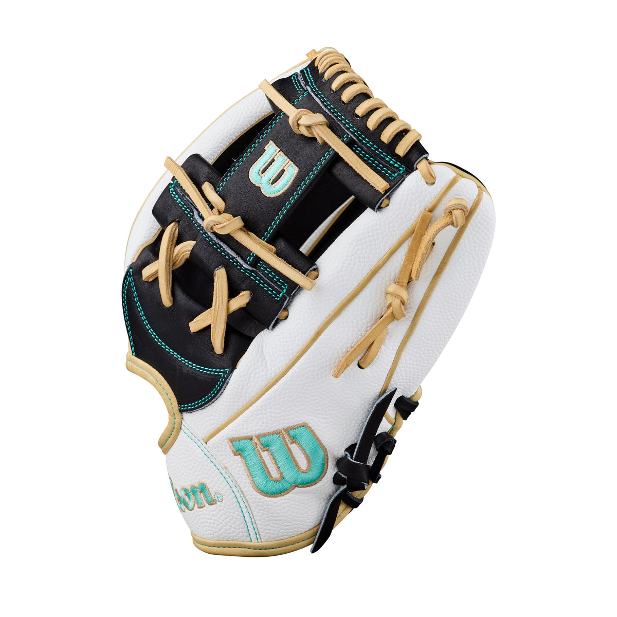 Wilson 2027 A2000 FP H12SS 12" fastpitch glove black/white/blonde RHT, thumb side