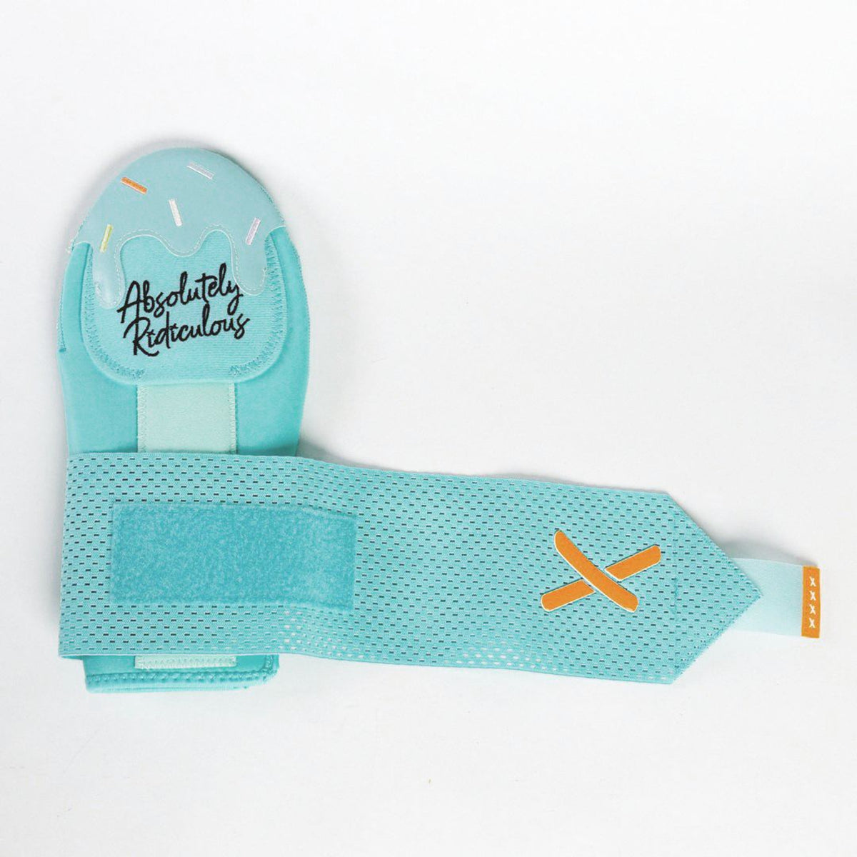 Absolutely Ridiculous Mint Dipped sliding mitt, open, strap