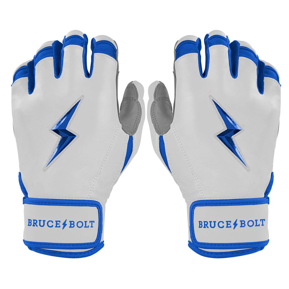 Bruce Bolt Youth Premium Pro Chrome Short Cuff Batting Gloves Royal