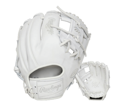 Rawlings Pro Label Element Series 2.0 Arctic 11.5" infield glove in all-white colorway, showcasing premium craftsmanship.