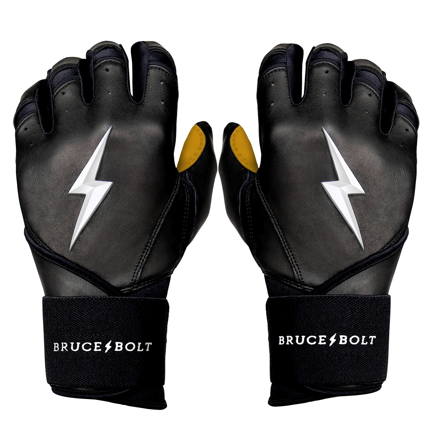 Bruce Bolt Premium Pro Long Cuff Batting Gloves - Black
