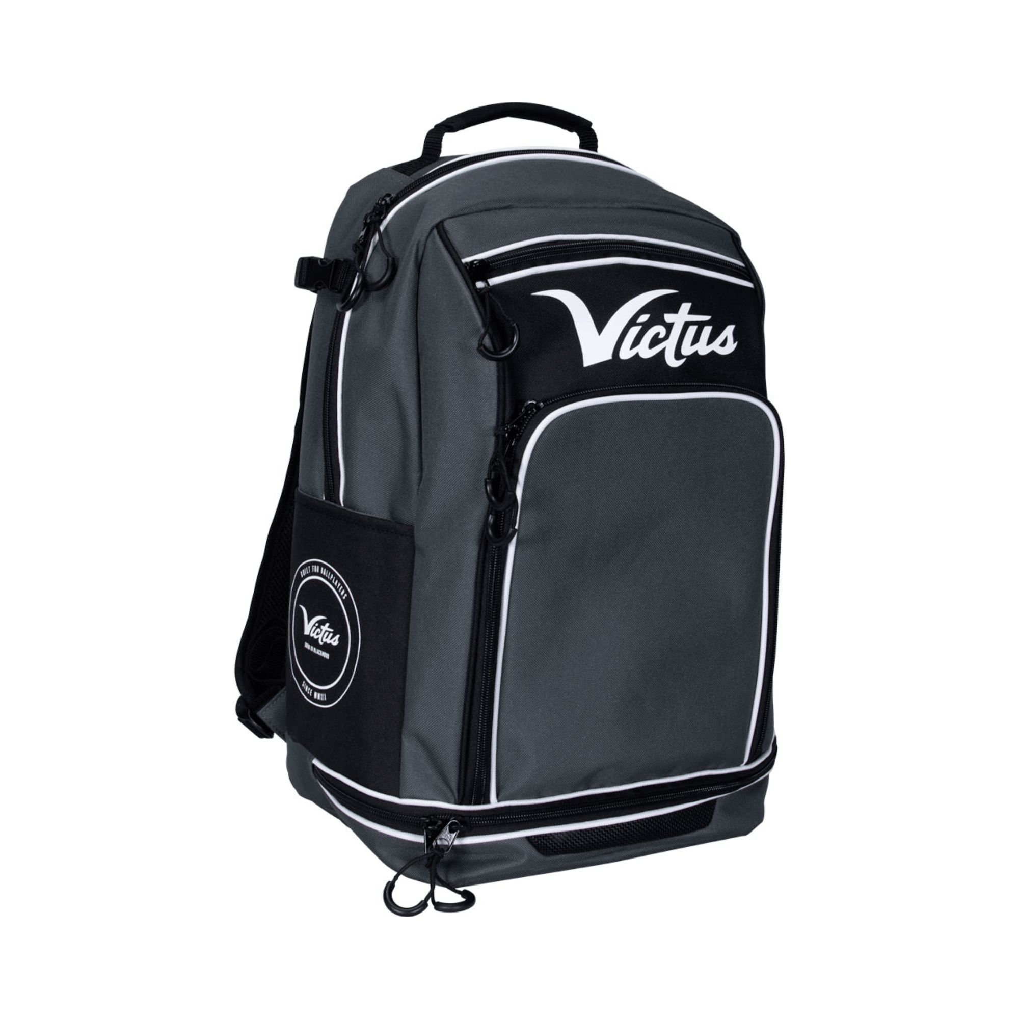 Gray/Black Victus DNA Bat Pack with external bat sleeves and plastic clips