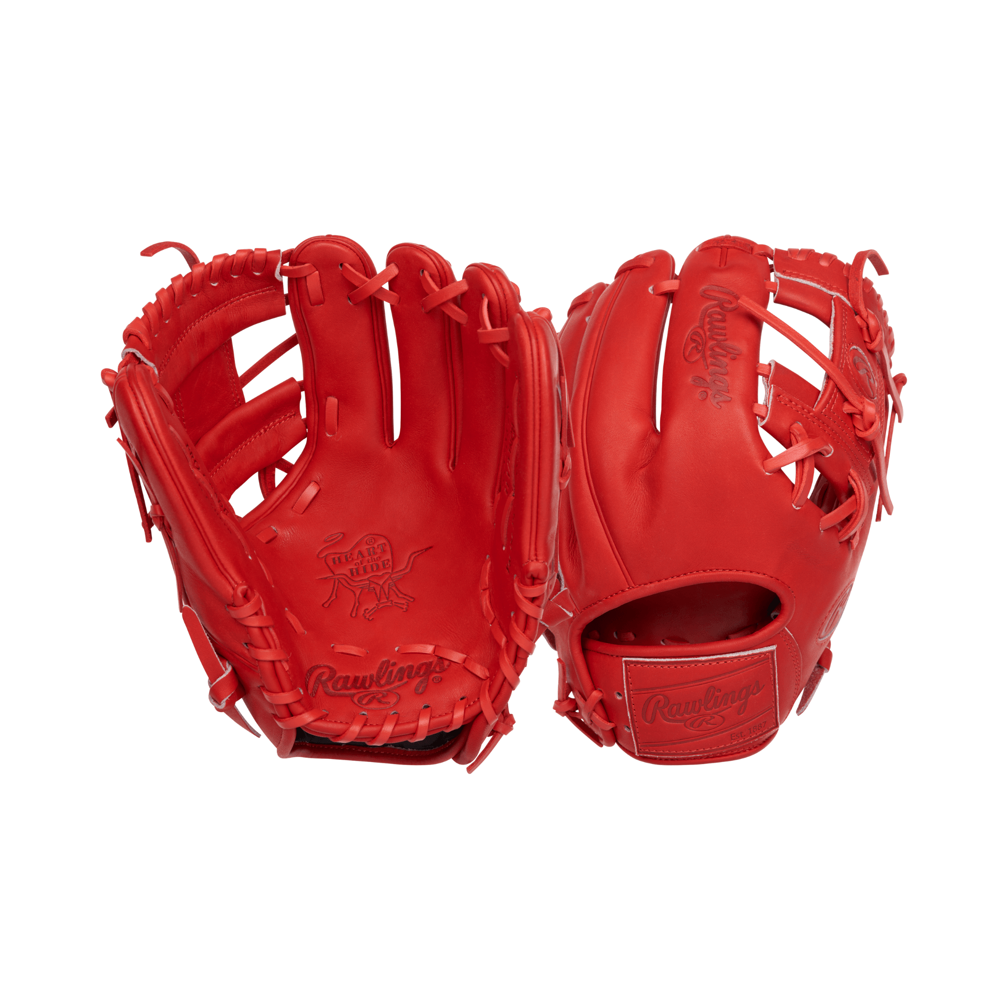 Rawlings Pro Label Element Series Fire 11.5" Infield Glove in vibrant scarlet color, showcasing its premium design and craftsmanship.