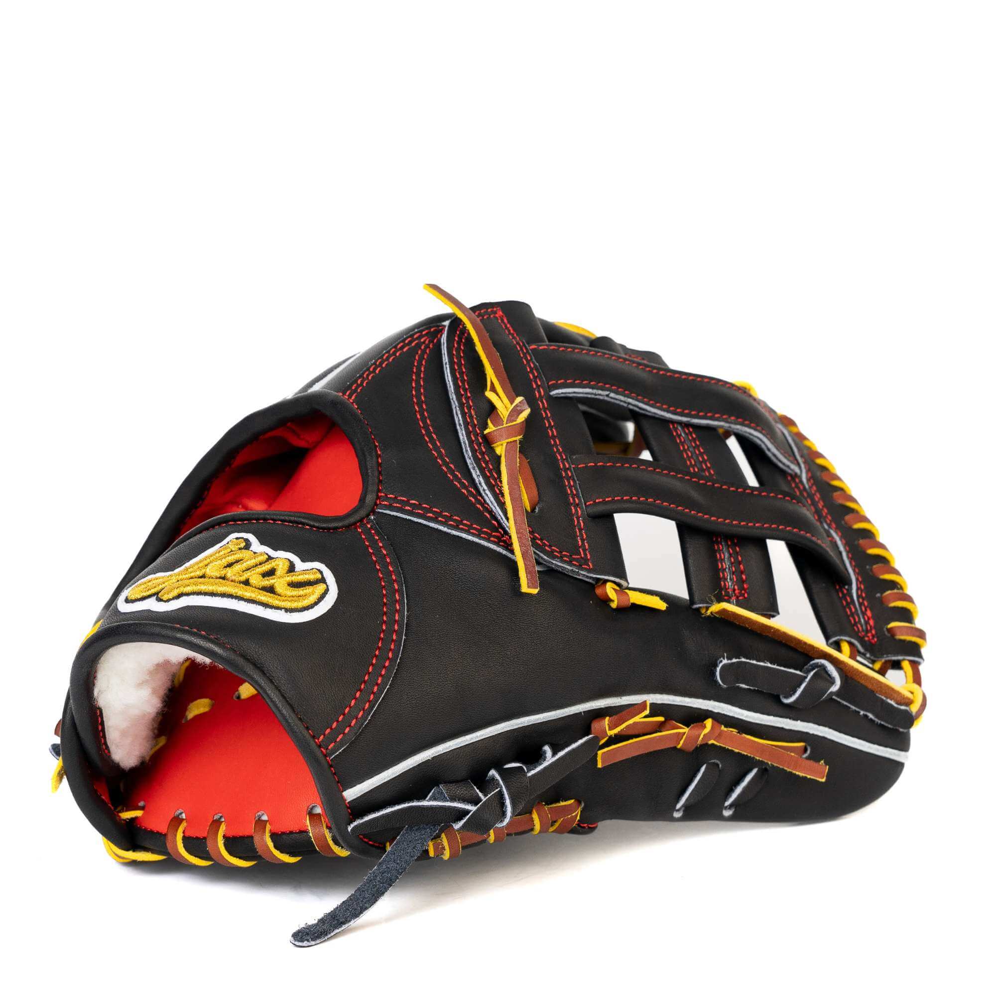 Back view of Jax LJ-10 12.5" Outfield Glove showing H-Web and black leather.