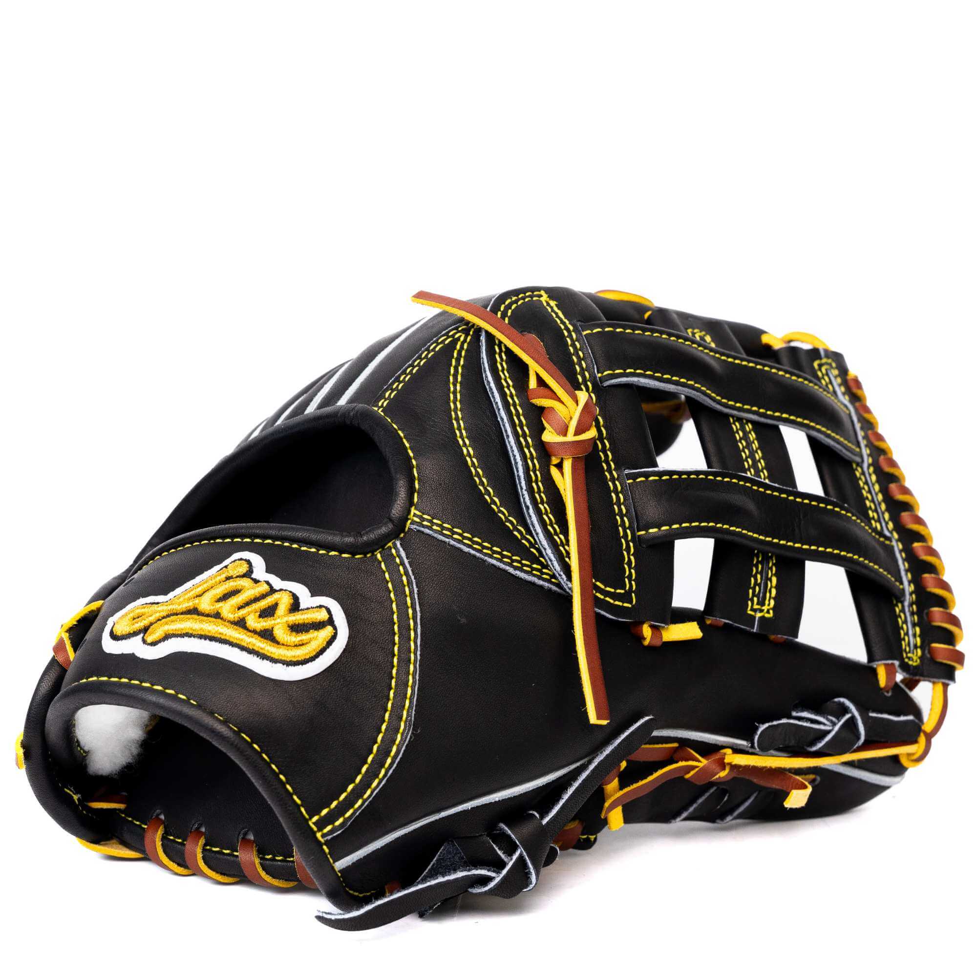 Jax LJ-10S black fielding glove, 12.25-inch, versatile design for infield and outfield, premium craftsmanship.