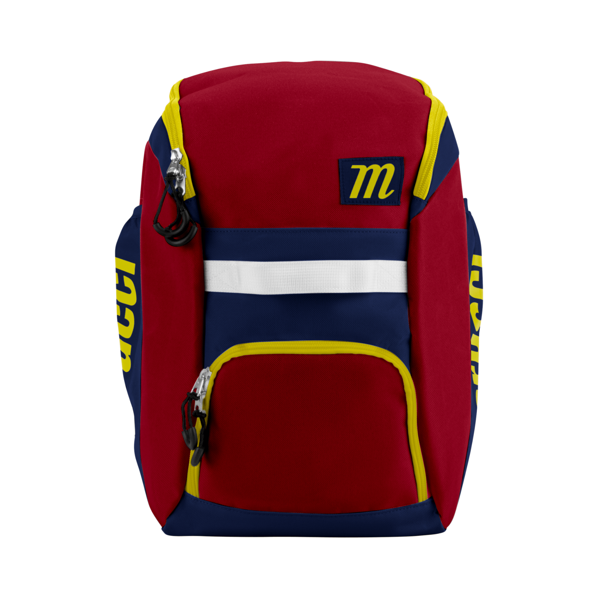 Marucci Foxtrott T-Ball Bat Pack in red and navy blue, featuring spacious design for t-ball gear storage.