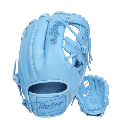 Rawlings Element Series 2.0 11.5" infield glove in Columbia Blue, showcasing a sleek, ice-inspired design for players.