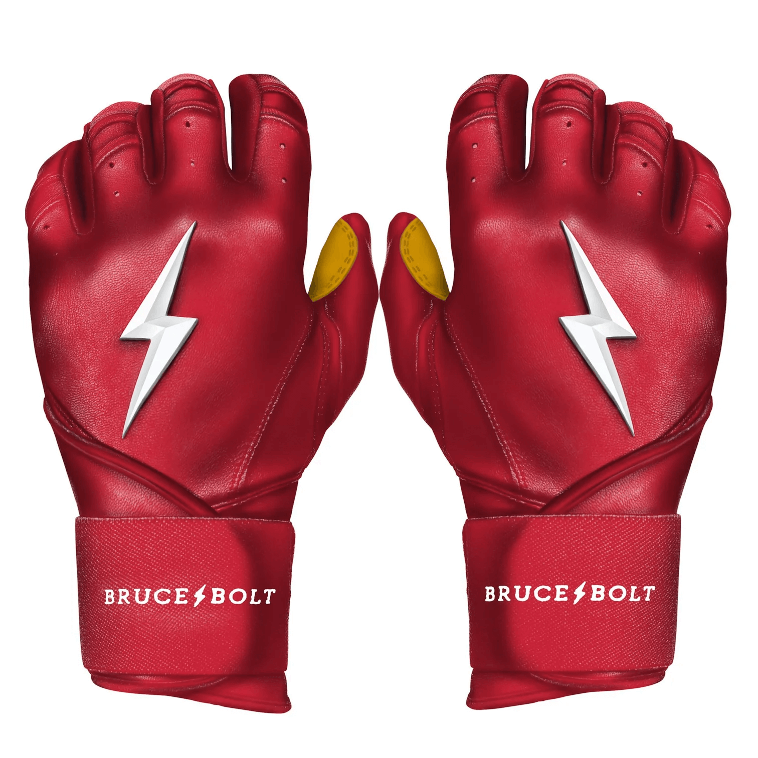 Bruce Bolt Youth Premium Pro Long Cuff Batting Gloves Red