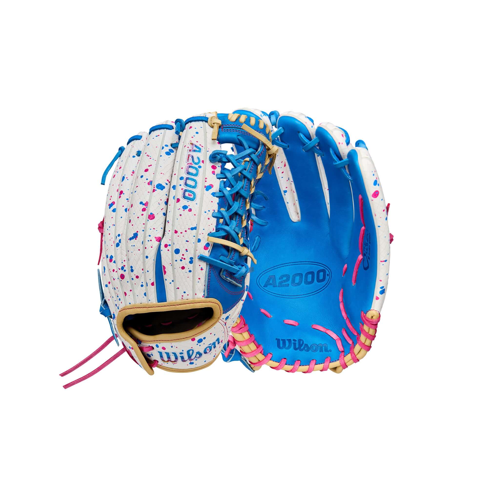 Wilson A2000 T125SS 12.5" outfield fastpitch softball glove featuring vibrant Autism Speaks colors.