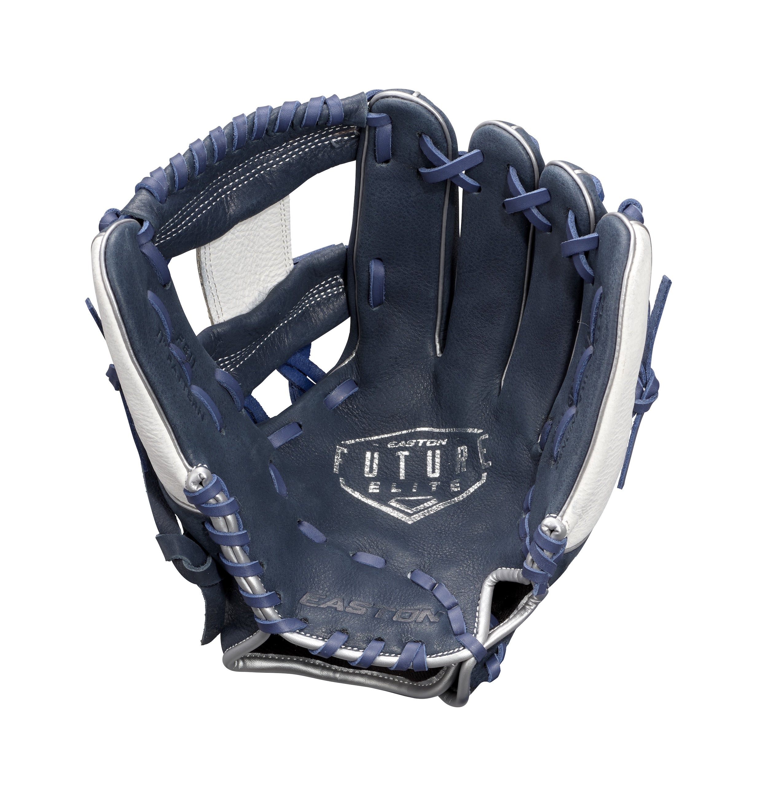 Easton Future Elite 11-Inch Youth Baseball Glove palm view showing the I-Web and ultra-soft palm lining