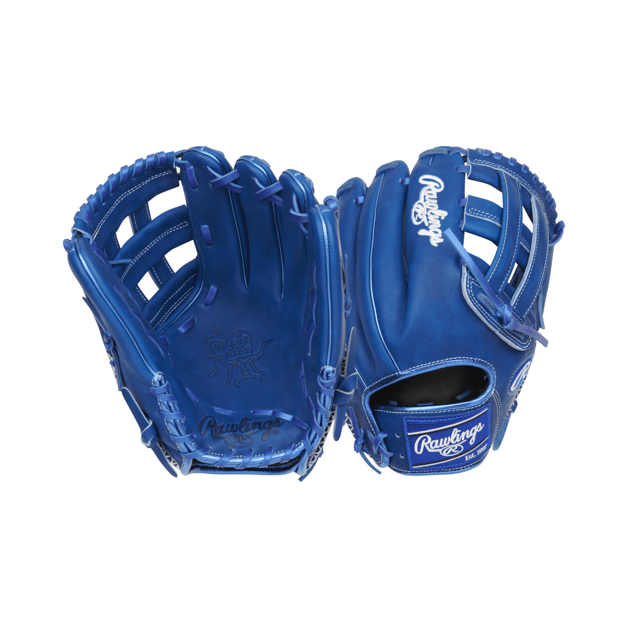 Rawlings Heart Of the Hide Color Sync 8.0 glove in royal blue, 12.25 inches, designed for versatility on the field.