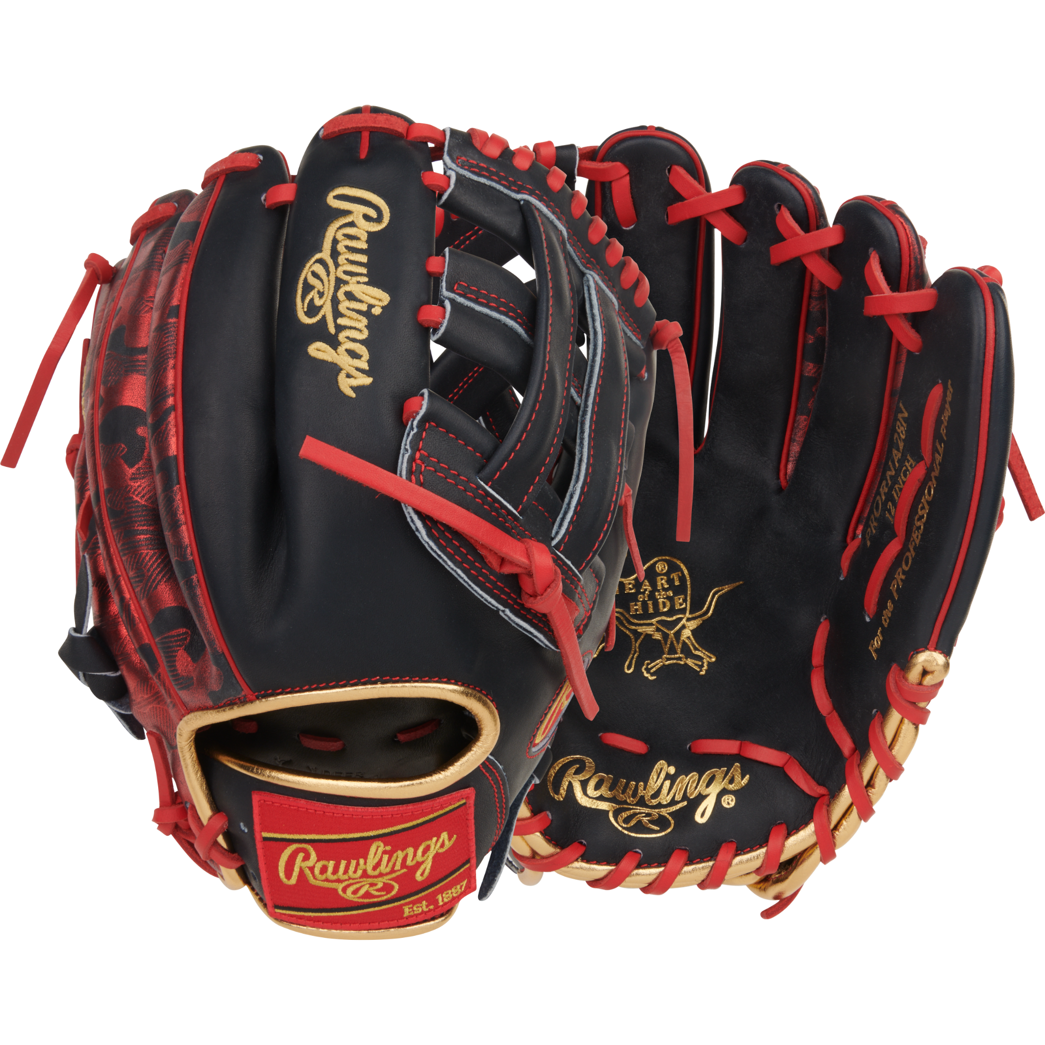 Rawlings Heart of the. Hide Series Nolan Arenado Gameday Pattern Baseball Glove 12" Navy/Scarlet