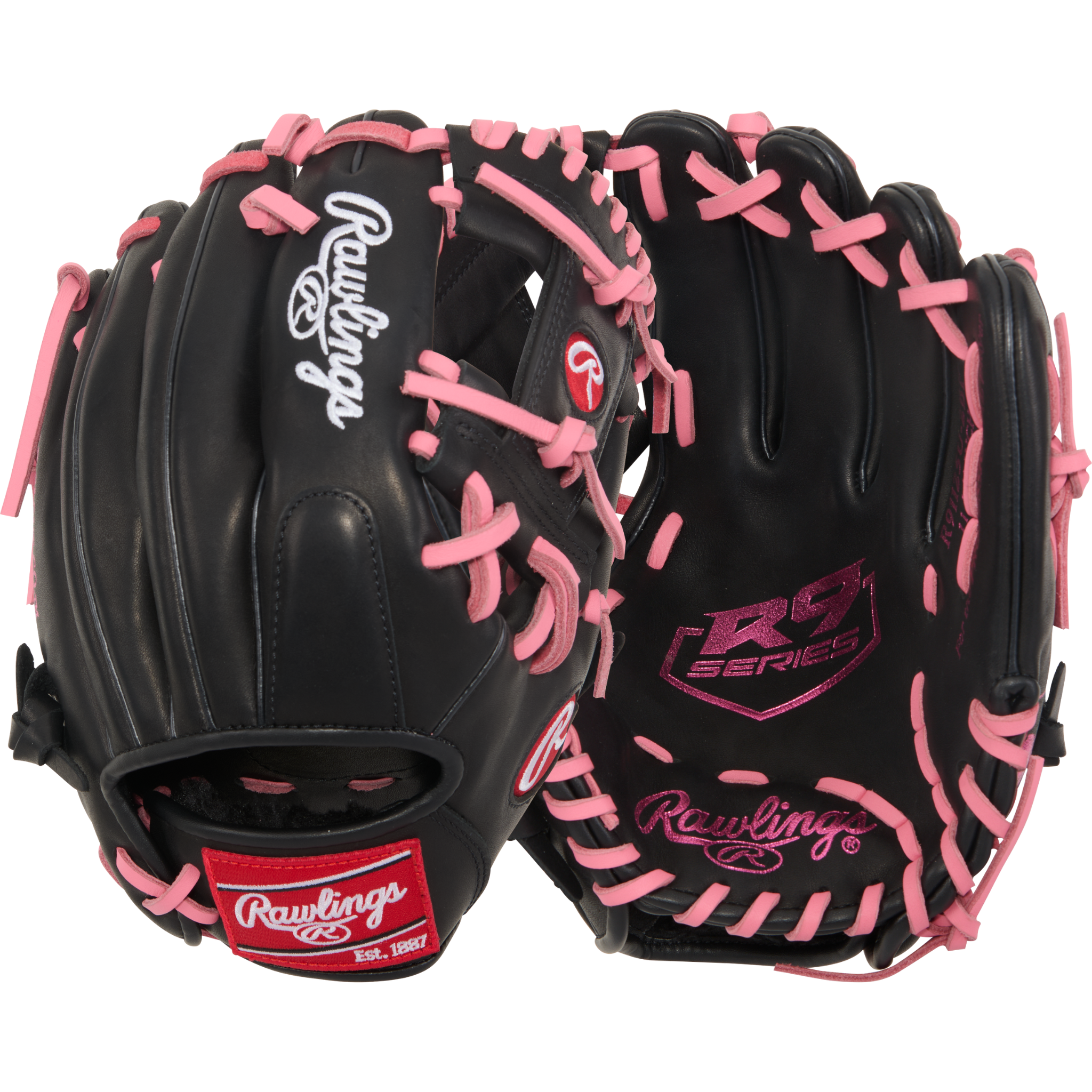Rawlings R9 Baseball Contour Series Infield Baseball Glove 11.25" Black/Pink