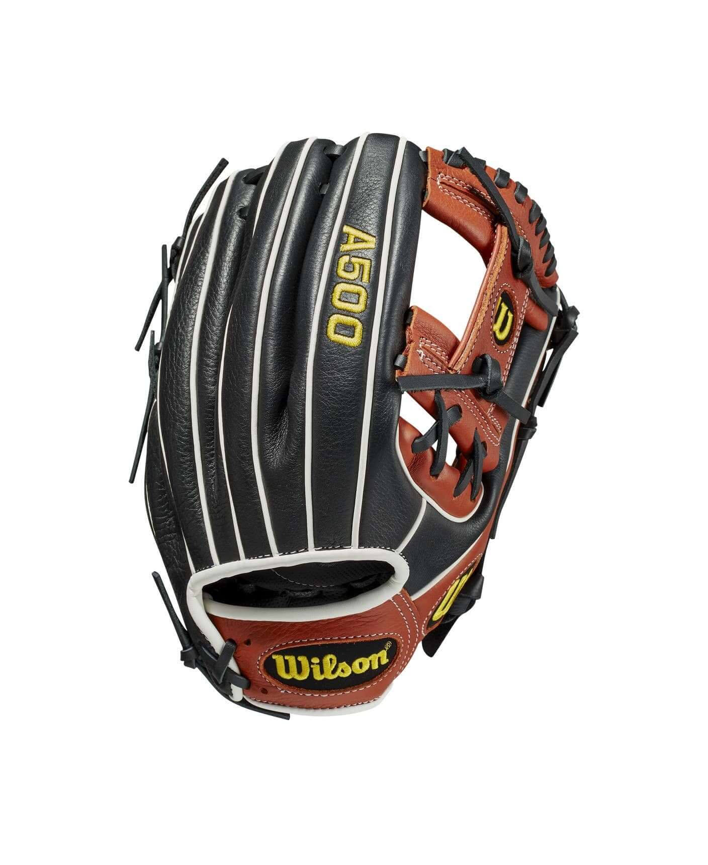 Wilson A500 Baseball Glove 11.5 inch LHT Copper/Black/White with H-Web design for youth players