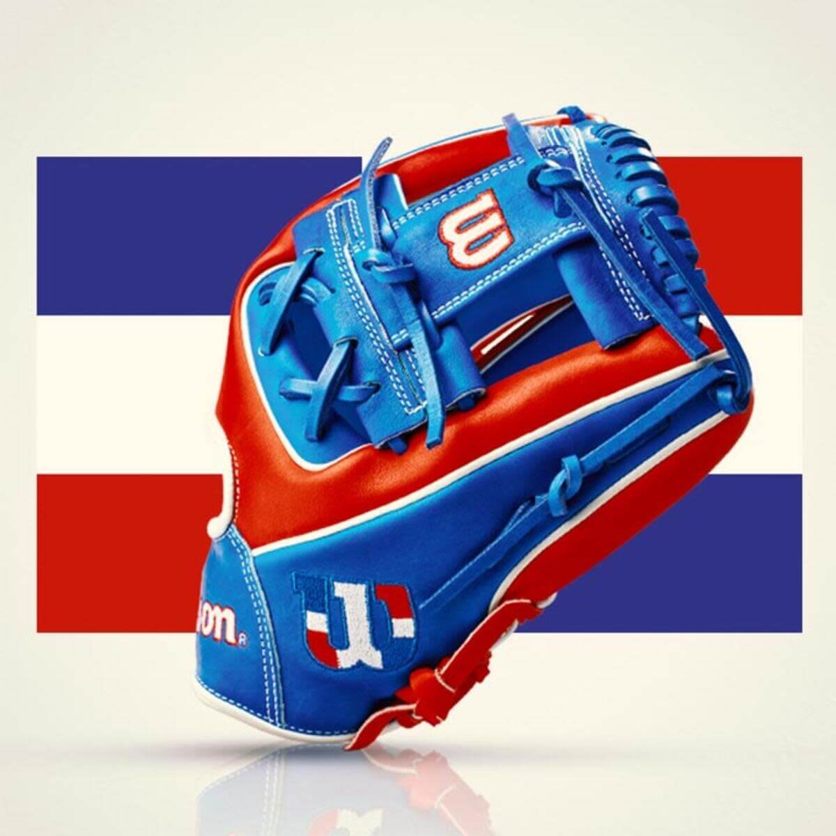 Dominican Republic flag on Wilson A2000 1786 Country Pride Series 11.5 Infield Glove.