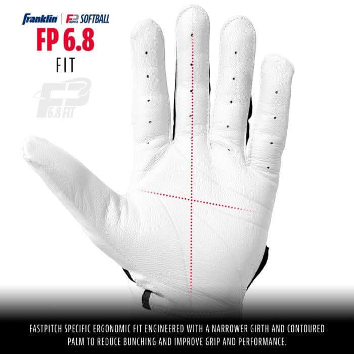 Franklin CFX FP Series White/Black batting gloves designed for women.