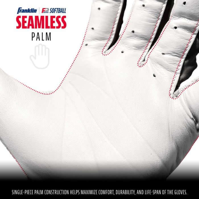 Franklin CFX FP Series White/Black batting gloves designed for women.