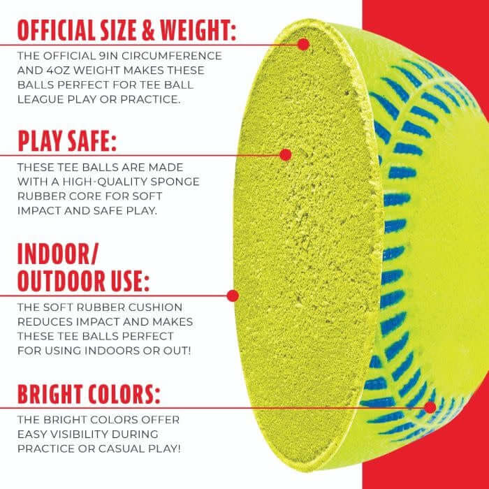 Franklin Probrite Rubber Ball with bright optic colors, official size, and weight, perfect for training hand-eye coordination.