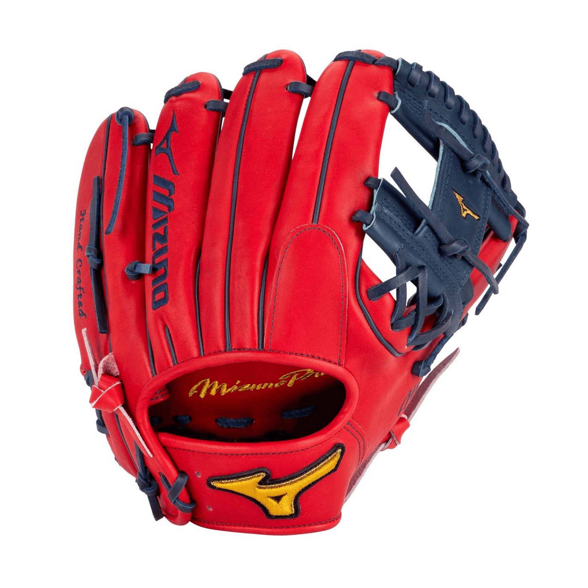 Mizuno Pro Andrelton Simmons 11.5 baseball glove, navy-red, RH, US Kip leather.