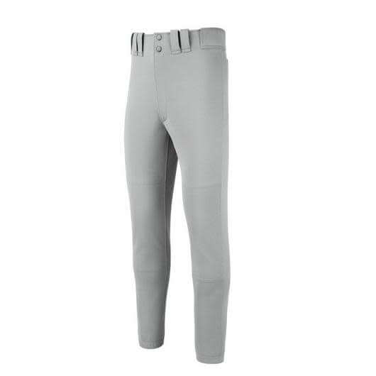 Mizuno Youth Premier Player Pant with tunnel-belt loop waist and fly front.
