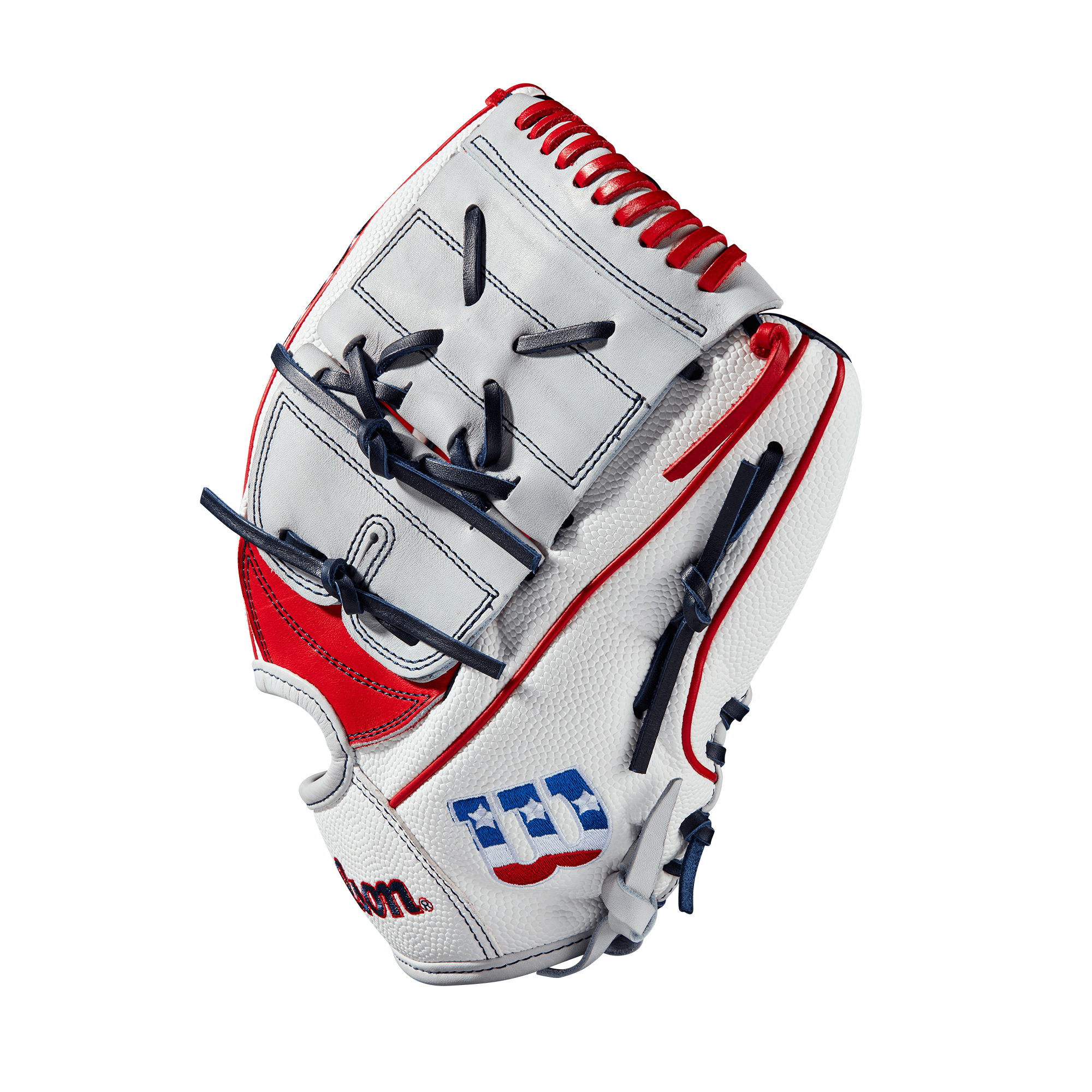 Wilson A2000 MA14 Monica Abbott 12.25-inch pitcher's glove with white SuperSkin and red/white Pro Stock Leather.