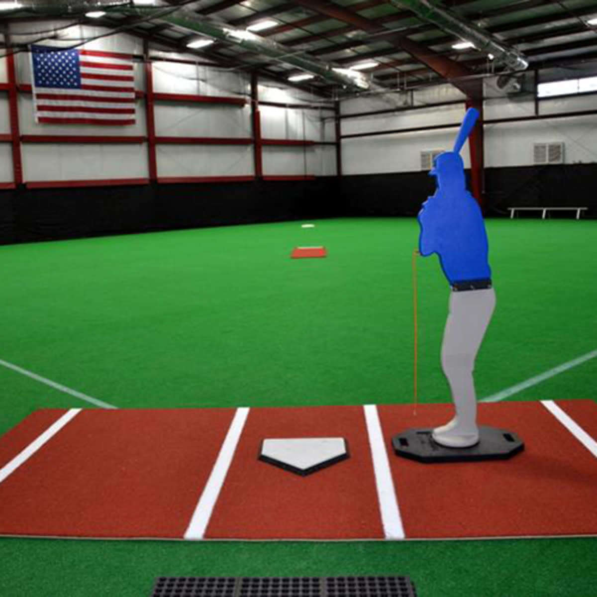 Clay batting mat with white lines and foam backing, 12' x 6', includes throw-down home plate