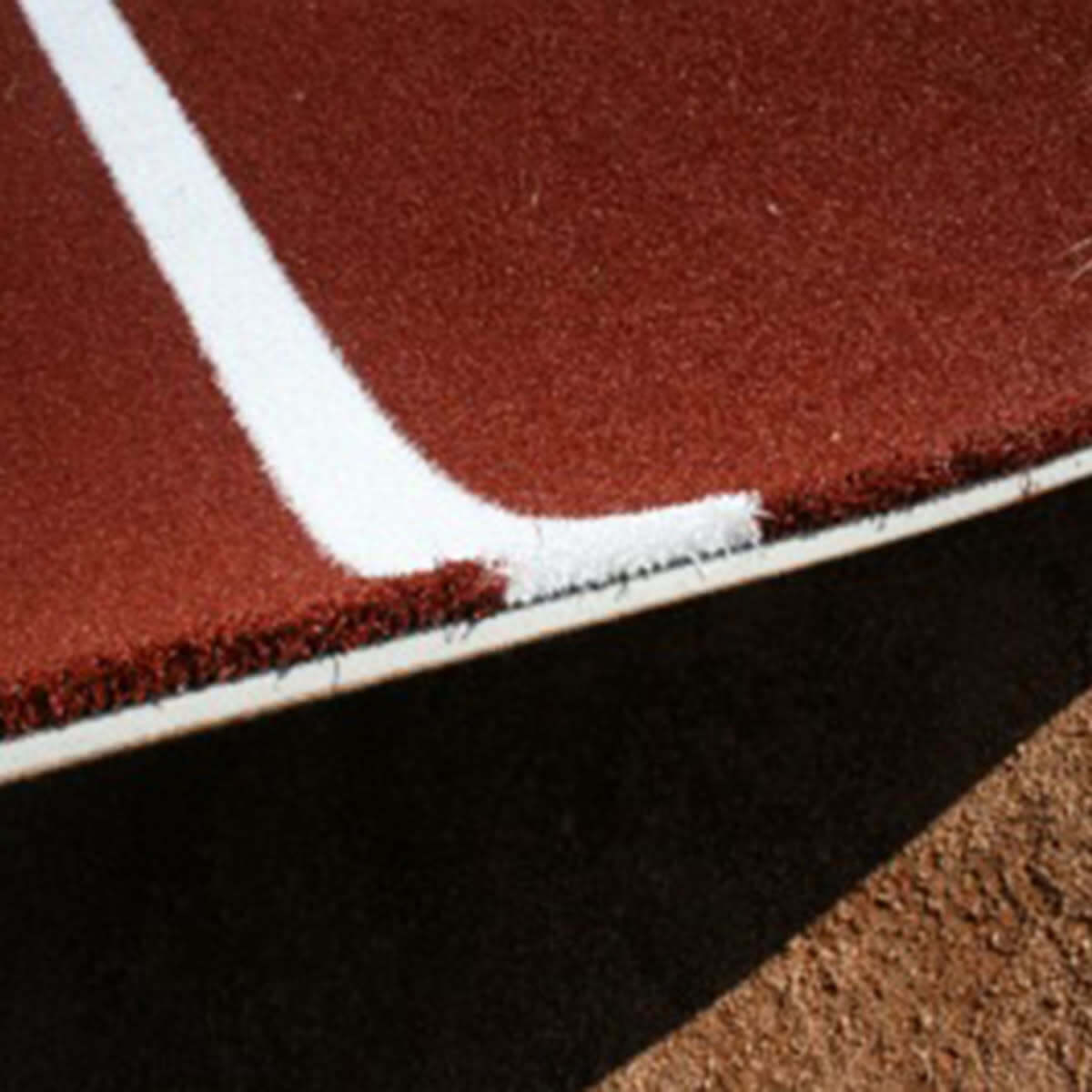 Clay batting mat with white lines and foam backing, 12' x 6', includes throw-down home plate