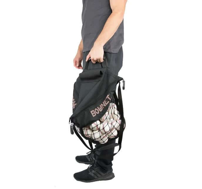 Bownet BP Caddy Elite holding 8 dozen baseballs and 4 dozen softballs