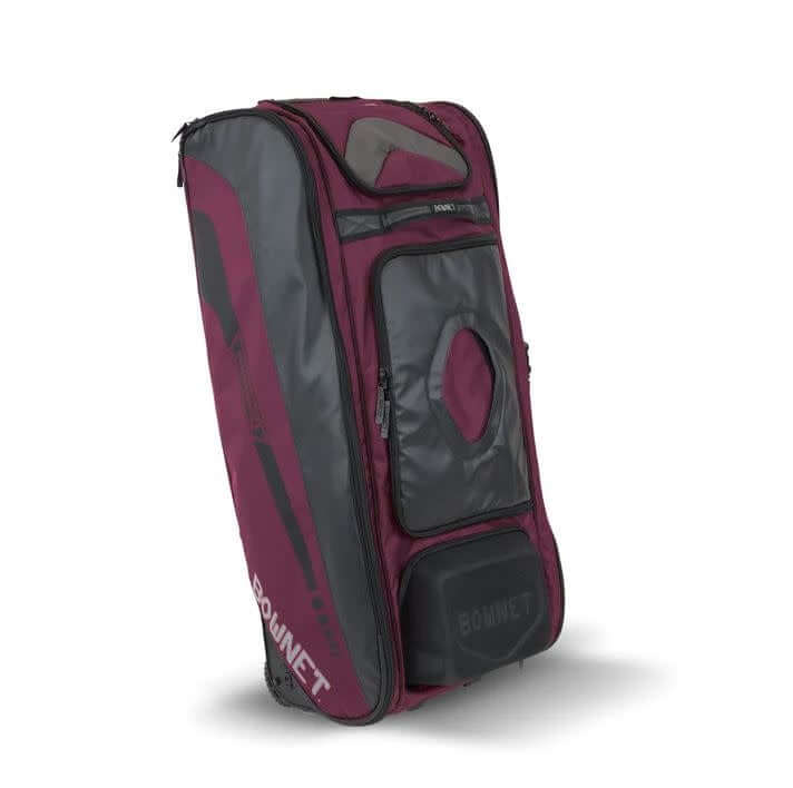 Bownet Commander Bag for catchers with 14 compartments and molded semi-hard case for helmet and spikes.
