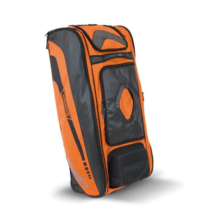 Bownet Commander Bag for catchers with 14 compartments and molded semi-hard case for helmet and spikes.
