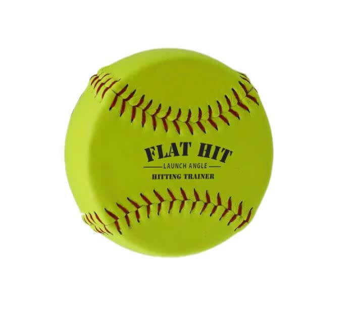 Bownet Flat Hit-6 Pack training softballs with raised seams and real leather cover