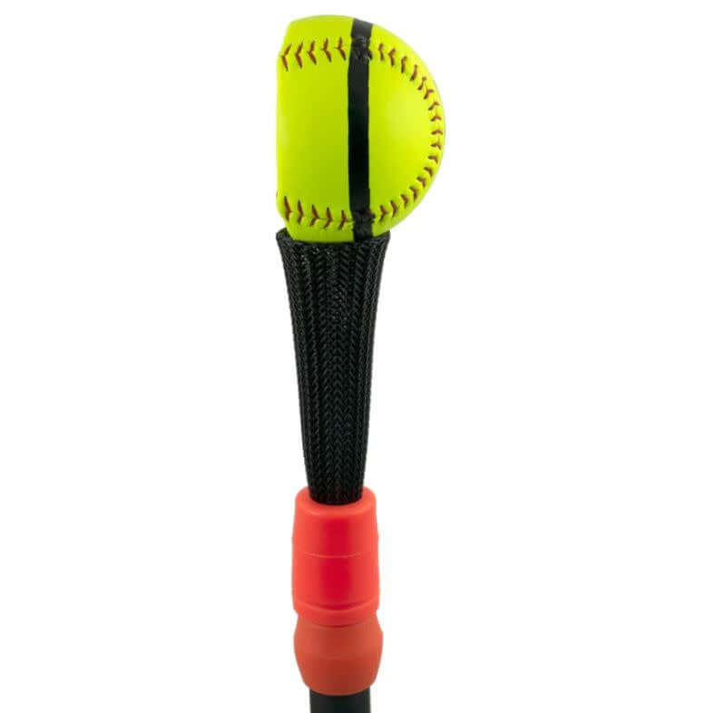 Bownet Flat Hit-6 Pack training softballs with raised seams and real leather cover